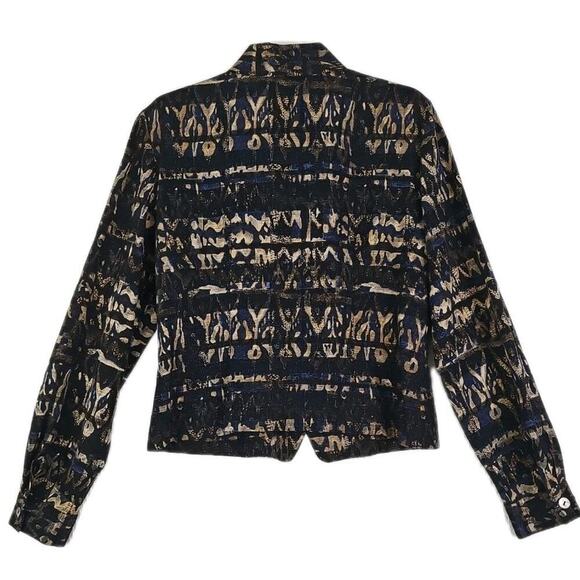 Dana Buchman ~Woman Size 12~ Black/Gold Blazer Top 100% Silk Unlined. - Picture 3 of 14